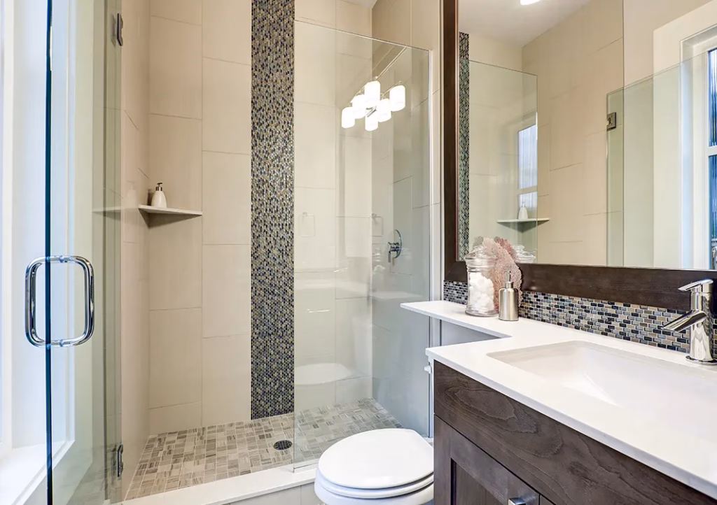 Marble bathroom with freestanding tub